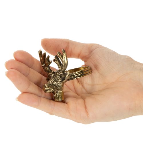 Metallservettring med hjorthuvud i guldlook, 6 cm, 4 stycken | Floristik24.se