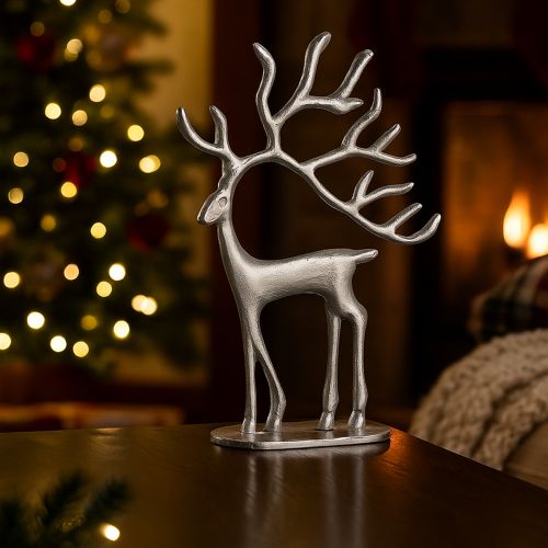 Artikel Rendekoration hjortfigur metall silver H31cm