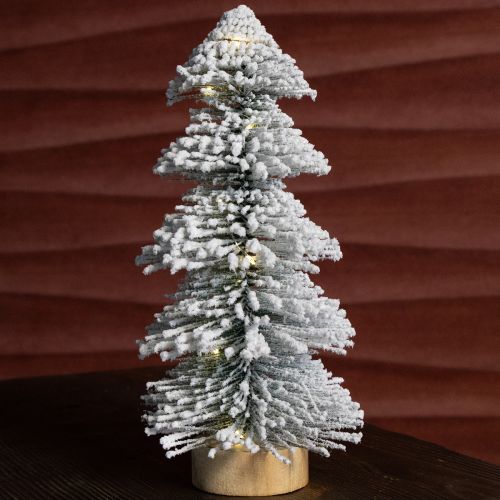 Artikel Mini julgransbelyst LED-gran med snö 28 cm