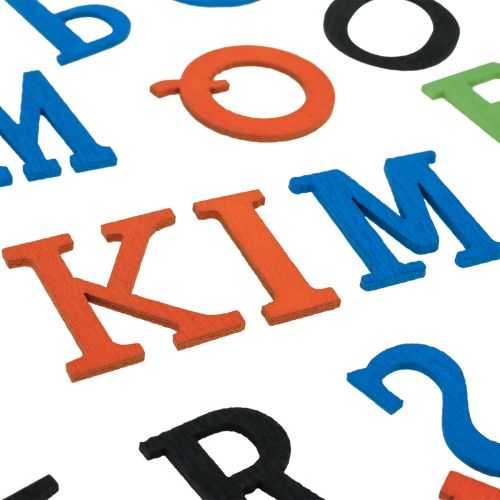 Artikel Bordsdekoration för skolan, spridd dekoration för skolan, träbokstäver färgglada 2,5cm 26 st