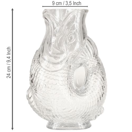 Artikel Glasvas i dekorativ fiskform för harmonisk rumsdesign, 24,5 cm