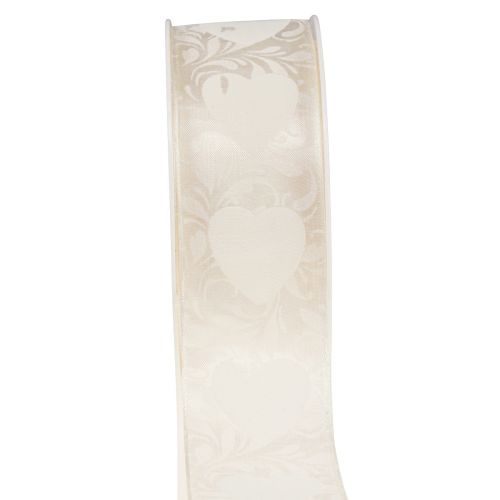 Artikel Organza band kräm dekorativa band hjärtan 40mm 15m
