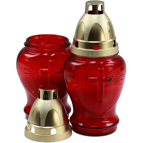 Floristik24 Gravljus glas glas hjärta rött minnesljus B8cm H16,5cm 6 st