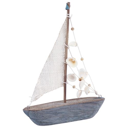 Segelbåtsdekoration segelfartyg trä vintage 18×3,5×24cm