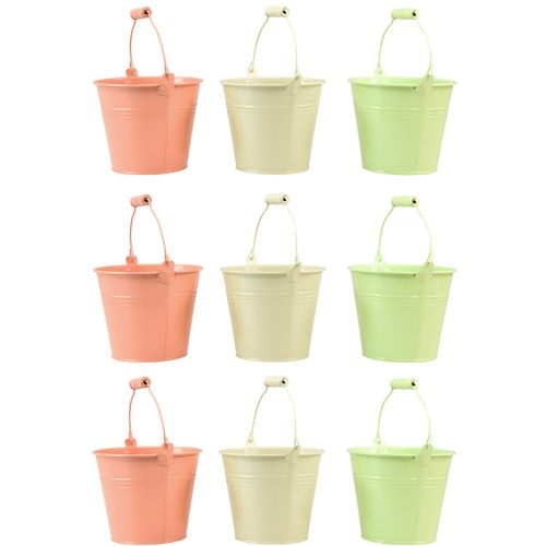 Floristik24 Hink med handtag plantering pastell metall Ø10cm H8cm 10 st