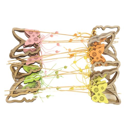 Floristik24 Blomplugg fjäril dekorativ plugg trä 8,5x7cm 12 st