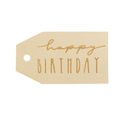 Artikel Presentetiketter tryckt papper Happy Birthday 4×7cm 24 st