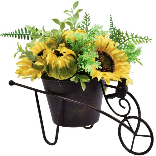 Floristik24 Solros konstgjorda blomsterarrangemang skottkärra 30cm