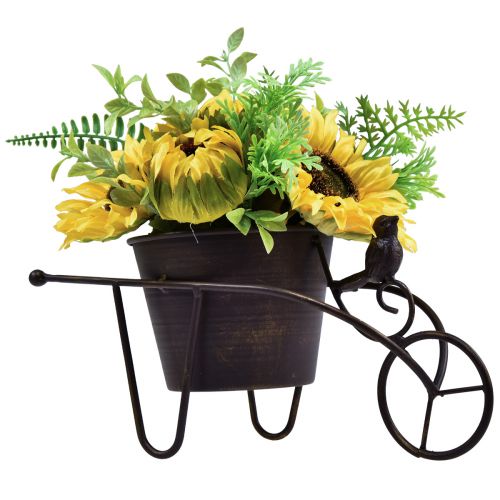 Floristik24 Solros konstgjorda blomsterarrangemang skottkärra 30cm