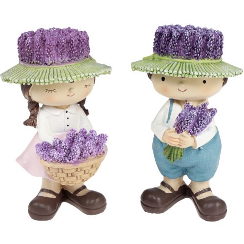 Floristik24 Dekorativa figurer lavendel dekoration tjej & pojke H14,5cm 2st