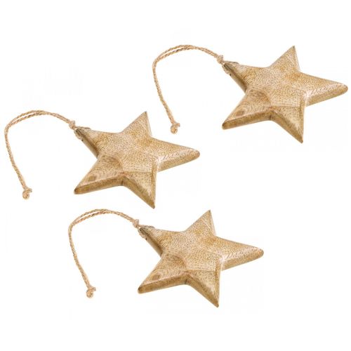 Artikel Adventsdekoration, stjärna av trä, juldekoration stjärna H9cm 3 st