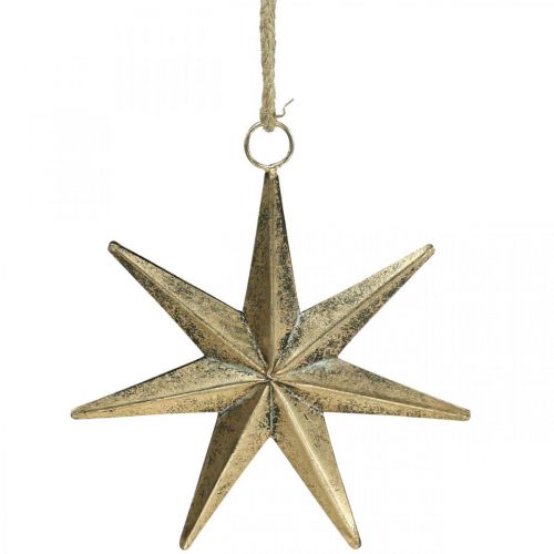 Juldekoration stjärnhänge gyllene antik look B19,5cm