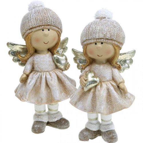 Adventsdekoration Julängel, ängelhjärtafigur H16,5cm 2st