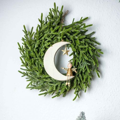 Floristik24 Adventsdekoration, ängel på månen, trädekoration för upphängning av vit, gyllene H14,5cm B21,5cm 3 st.