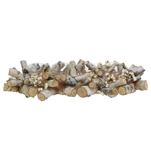 Floristik24 Ljusarrangemang med naturliga björkgrenar, glimmer 48cm