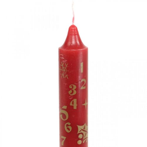 Floristik24 Adventskalenderljus röda julljus H25cm 2st