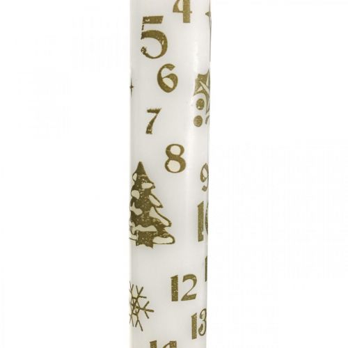 Floristik24 Adventskalenderljus vita ljus jul H25cm 2st