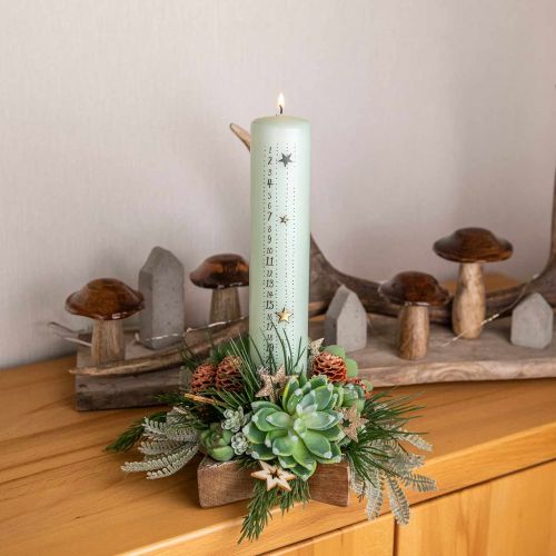 Floristik24 Adventskalenderljus ljusgrönt pelarljus 250/50mm