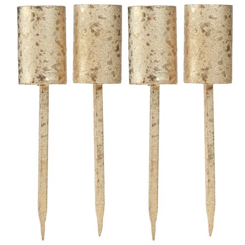 Floristik24 Adventsljusstake guldljusstake stickljus Ø28mm 4st
