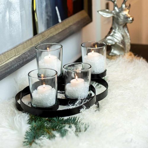 Floristik24 Advent ljusstake metall rund svart 4 glas 34 × 26 × 18cm