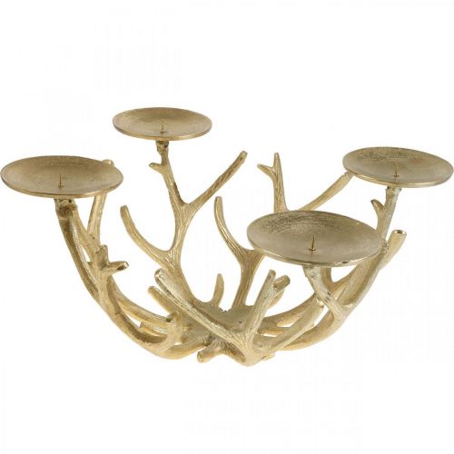 Floristik24 Adventskrans modern metall ljusstake horn gyllene Ø49cm