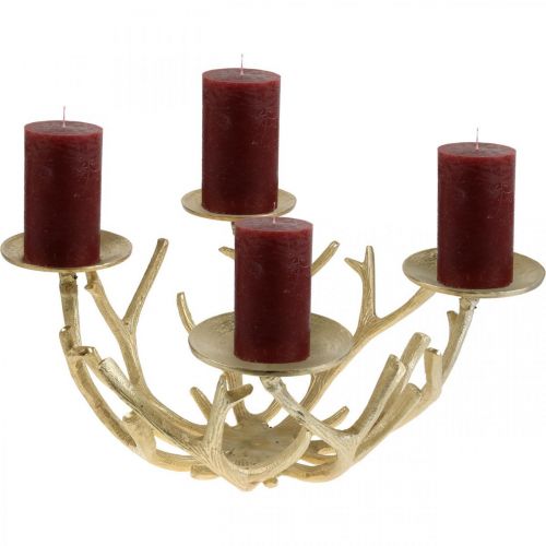 Floristik24 Adventskrans modern metall ljusstake horn gyllene Ø49cm