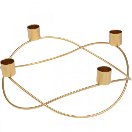 Floristik24 Ljushållare guld adventskrans metall För avsmalnande ljus Ø24cm