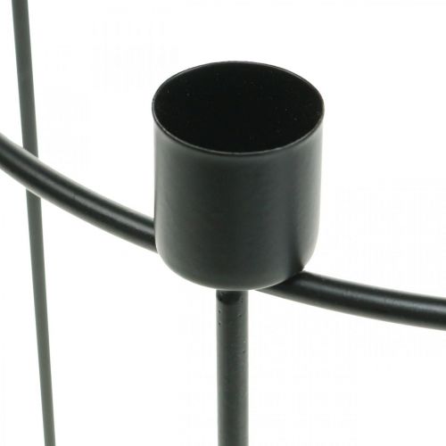 Floristik24 Ljusstake för 4 koniska ljus svart metall Ø25cm H23cm