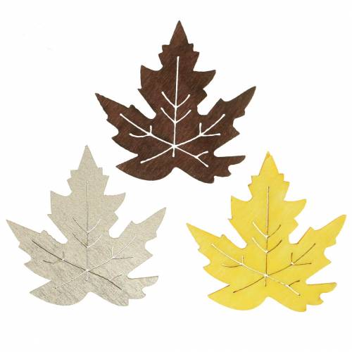 Scatter dekoration lönnlöv gul, brun, platina assorterad 4cm 72 st