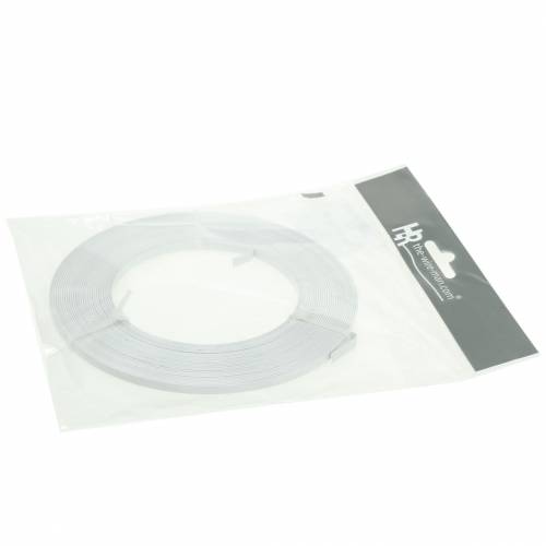 Floristik24 Platt aluminiumtråd 5mm 10m Vit pärltråd