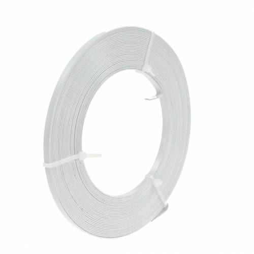 Floristik24 Platt aluminiumtråd 5mm 10m Vit pärltråd