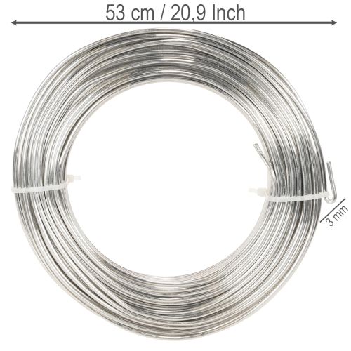 Aluminiumtråd, silver, 3 mm, hobbytråd för kreativa projekt, 1 kg | Floristik24.se