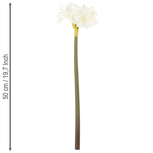 Konstgjord amaryllisblomma, vit, med stjälk, advent och jul, 50 cm | Floristik24.se