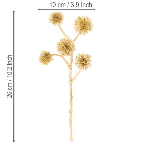 Konstgjord bärnstensfruktgren, gulddekoration, 26 cm bunt med 6 | Floristik24.se
