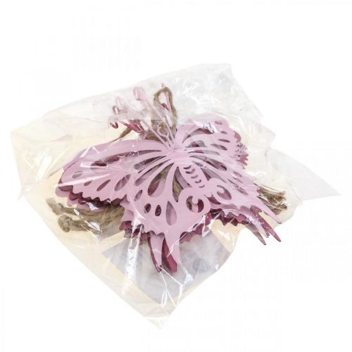 Artikel Hänge fjärilsdekoration metall rosa 8,5x9,5cm 6 st