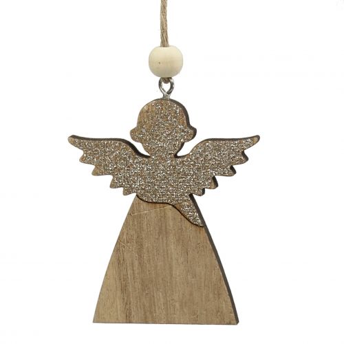 Floristik24 Hängande ängel, gran naturlig med glimmer 8cm 6st