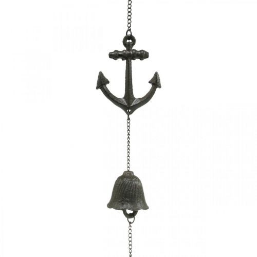 Floristik24 Hängare ankarklocka, maritim dekoration vindklocka, gjutjärn L47,5cm