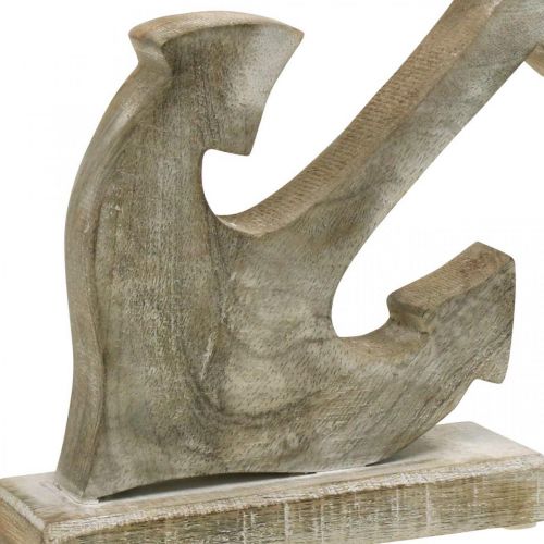 Artikel Ankare av trä, dekorativt ankare, shabby chic, vit, natur, 22 cm