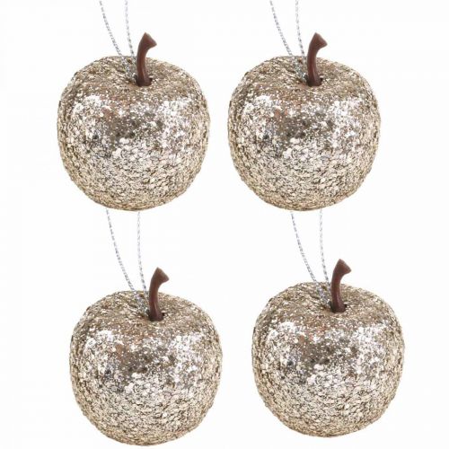 Floristik24 Deco mini apple glitter champagne träd dekorationer Ø3,5cm 24st