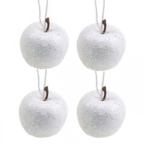 Floristik24 Deco mini äpple glitter vit julgranspynt Ø3,5cm 24 st