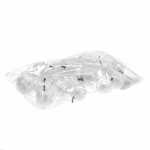 Floristik24 Deco mini äpple glitter vit julgranspynt Ø3,5cm 24 st