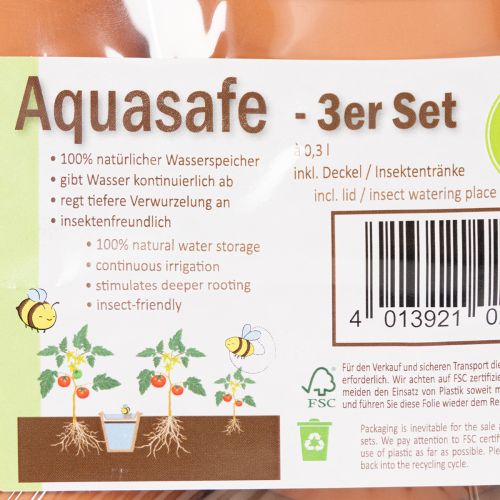 Aquasafe vattenbehållare med insektsdryck för trädgård, balkong, terrass, 12 cm, 3 delar | Floristik24.se