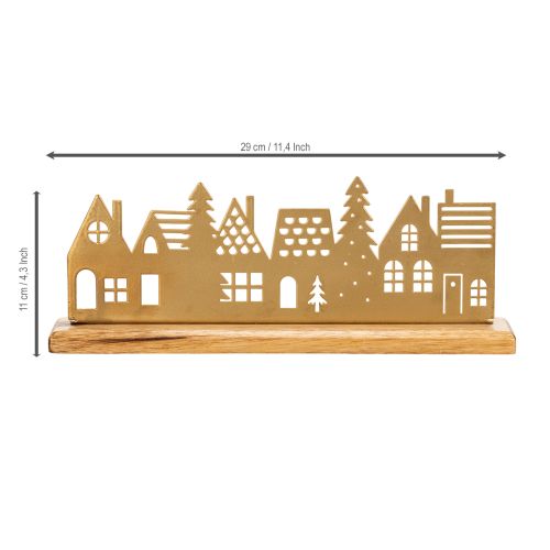 Hussilhuettdekoration advent på träbas 29 cm | Floristik24.se