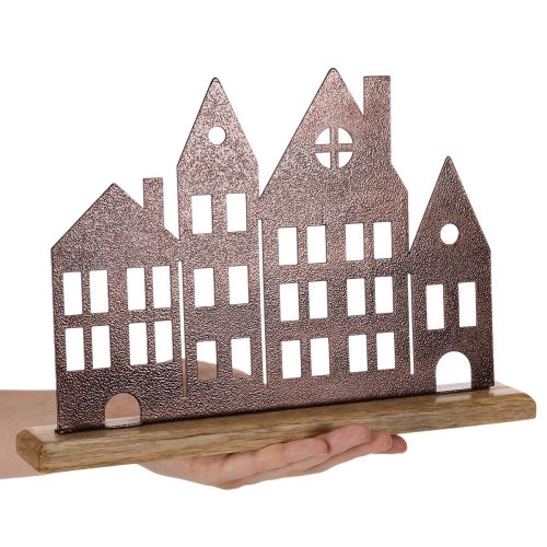 Husraddekoration, metall med träbas, 30 cm | Floristik24.se