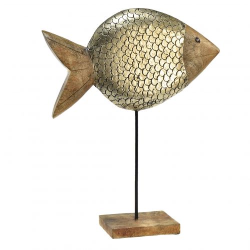 Trämetall dekorativ fisk maritim mässing 33x11,5x37cm
