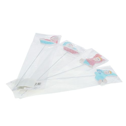 Floristik24 Baby dekoration plugg rosa, blå 5cm L25cm 4st