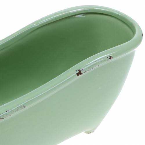Floristik24 Dekorativt badkar keramiskt grått, grönsorterat 22cm x 10cm H10cm set om 3