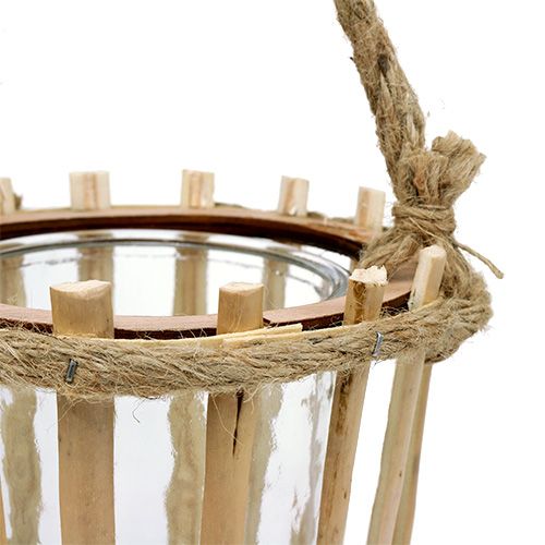 Floristik24 Bambukorg med glas för hängande Ø14cm H13cm 2st