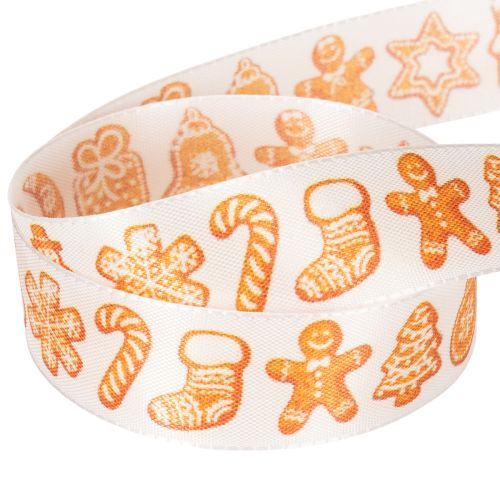 Presentband med pepparkaksfigurer. Festligt band för julklappar. 25mm x 18m. | Floristik24.se