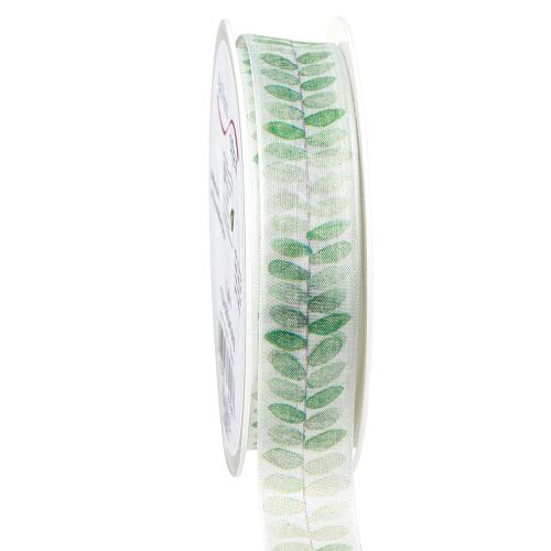 Artikel Band Gröna Blad Organza Band Dekorativt band 25mm 18m